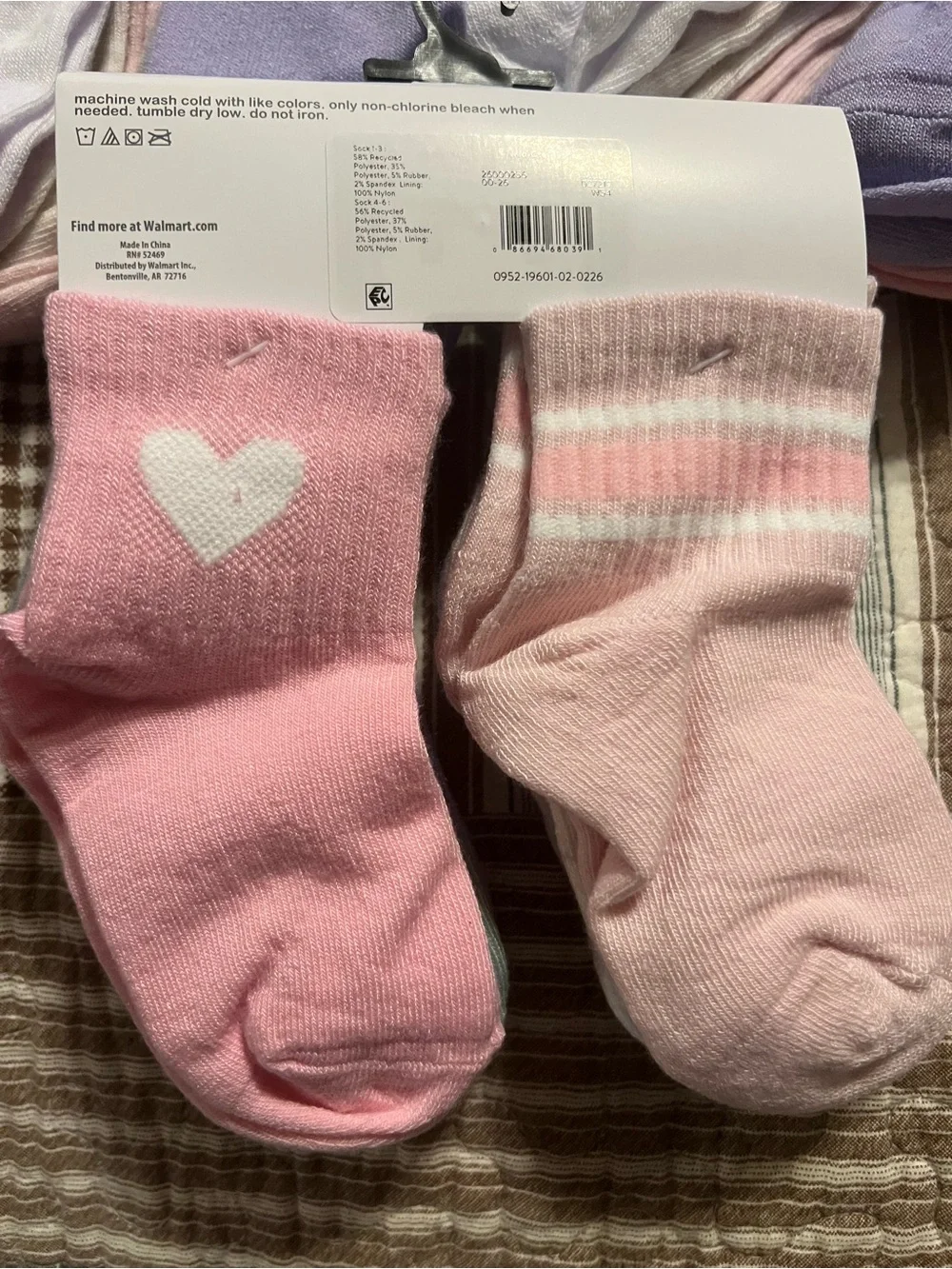 Bundle of wonder nation Pink & Purple Girls Sock Pack - Hearts & Stripes